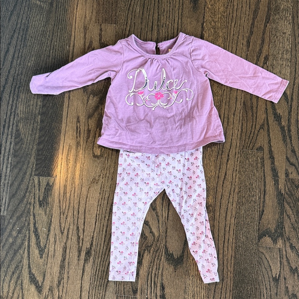 Tea Collection Onesie and Leggings Set - Lavender and Pink
